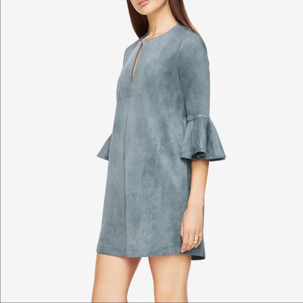 BCBG faux suede blue dress